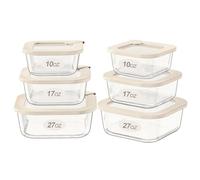 Urban Green Contenedores de vidrio para almacenamiento de alimentos con tapas de vidrio, aptos para microondas, recipientes herméticos para preparación de comidas, a prueba de fugas, 100% libre de