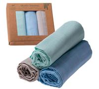 Urban Kanga Paños Muselinas Bebe Algodón 70 X 70 cm Gasas de Algodón Pack de 3 (Menta-Azul-Gris)