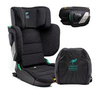 Urban Kanga Wallaroo 2.0 Silla de coche de viaje portátil y plegable Asiento elevador ISOFIX i-Size 100-150cm (Negro acolchado)