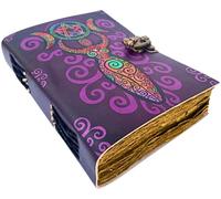 Urban Leather 7 pulgadas Madre Tierra Diosa Lunar Púrpura Diario Vintage para Hombres Mujeres, Libro de Bocetos UV Impresión Viaje Diario Encuadernado en Cuero Cuaderno de Escritura, Páginas Deckle