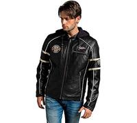 URBAN LEATHER Austin - Chaqueta de piel de vacuno para hombre, protectores de espalda, hombros y codos, color negro, talla XL