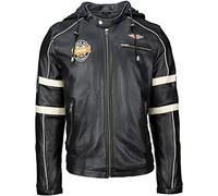 Urban Leather Austin - Chaqueta para hombre de piel de vacuno, protectores aprobados por la CE para espalda, hombros y codos, color negro, talla 5XL