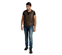 Urban Leather Billy - Chaleco de piel hombre, Ontorio Marrón