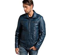 Urban Leather Calvin - Chaqueta de piel para hombre, color azul océano, talla S