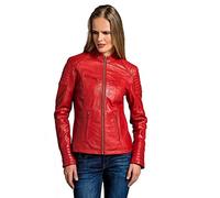 Urban Leather Corto Biker - Chaqueta de piel, Mujer, rojo, 5XL