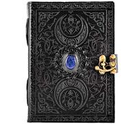Urban Leather Diario de triple luna celta, libro negro de las sombras, grimorio gótico para hombres y mujeres de la Wicca, cuaderno de bocetos vintage, páginas en blanco sin pautar