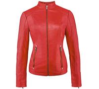 Urban Leather Fashion Chaqueta de Cuero, Rojo, 2XL