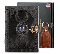 URBAN LEATHER Set De 3 Diarios De Lapislázuli Con Luna Celta De Piedra Azul, Para Hombres Y Mujeres, Libro De Sombras Wiccano, Grimorio De Brujería Pagana, Cuaderno De Bocetos, Cuaderno Para Escribir