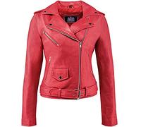 Urban Leather UR-196 Perfecto Clásico para Damas, Rojo, Talla 2XL