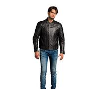 Urban Leather UR-57, Chaqueta de Motocicleta para Hombre, Negro, 3XL