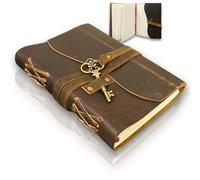 URBAN LEATHER Vintage Cuero Encuadernado Llave Diario, Libro De Las Sombras, Grimorio Marrón Rústico Cuaderno de Viaje Gótico Para Hombres y Mujeres, Diario Con Páginas Rayadas