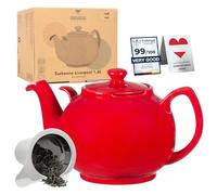 Urban Life Teapot - Tetera con filtro (1,6 L, gres de alta calidad, sin goteo), color rojo