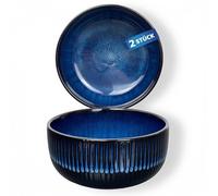 Urban Lifestyle Bol cereales bol desayuno, set de 2 cuencos de gres cerámica Diana, Ø 15 cm, 700-800 ml, azul marino ramen bowl, cuencos sopa, bowls