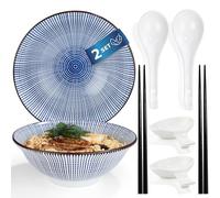 Urban Lifestyle - Juego de 8 Cuencos Ramen de Porcelana 1 L · Para 2 Personas con Cuencos, Cuencos para Salsa, Cucharas y Palillos · Ideal para Bol Ramen, Ramen Bowl, Udon, Pho y Ensaladas (Tokusa)