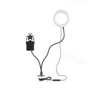 Urban Lifestyle Kit de Anillo de luz LED con 3 Modos de luz Blanca Regulables y Clip, Cable USB y Funciona con Pilas, portátil para videollamadas, creación de Contenido y Selfies