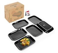Urban Lifestyle Platos Tapas Juego de 6 Negro Gres 15 x 10 cm Rectangulares Platos Aperitivo Antipasti Sushi Platos Pequeños Apilables Resistentes a los Arañazos