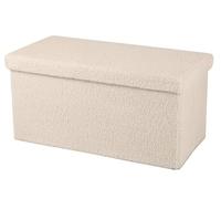 Urban living BANCO DE ALMACENAJE PLEGABLE TEDDY BEIGE 76X37,5XH37,5CM
