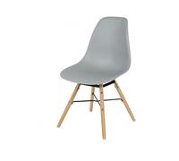 Urban Living "Jena Silla Gris Claro PP Estructura Metal Negro Y Pie Madera 45,5X52XH42/81CM