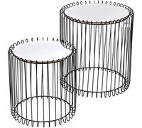 Urban Living Juego de 2 mesas de Espejo, Metal, Negro, Normal