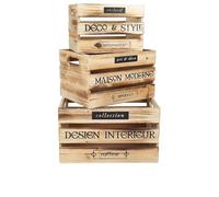 Urban living LOFT & WOOD CAJA DE MADERA DECORADA X3PCS H18CM / H20CM / H22CM