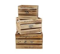 Urban living LOFT & WOOD CAJA DE MADERA DECORADA X3PCS H18CM/H20CM/H22CM