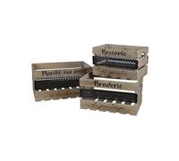 Urban living LOFT & WOOD CAJON RECTANGULAR DE MADERA Y METAL NEGRO X3