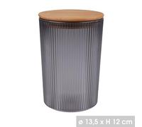 Urban living SAMBA LATA HERMÉTICA 1,5L TAPA DE MADERA DIAM 13,5CM X H12CM GRIS
