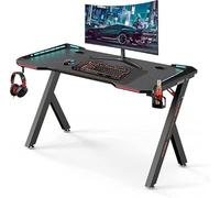 Urban London Escritorio para juegos en forma de Z con luces LED RGB y cajón de almacenamiento, perfecto para PC, juegos, oficina, trabajo y estudio, 120 x 60 x 75 cm
