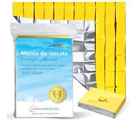 URBAN MEDICAL Manta Termica de Supervivencia - Protección contra el frío y el Calor - 1 Pieza - Manta de Emergencia Reversible - Oro/Plata - Gran Manta Isotermica de Primeros Auxilios - 210 x 160 cm