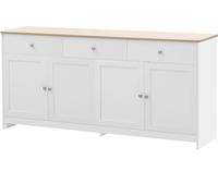 Urban Meuble Aparador bajo escandinavo con 3 cajones y 4 puertas en blanco