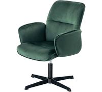 Urban Meuble Sillón giratorio de terciopelo verde con reposabrazos