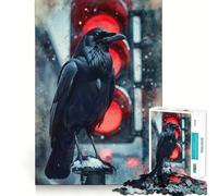Urban Omen︰ El Cuervo en Rojo Rompecabezas de 1000 Piezas Entrenamiento Cerebral Divertido Encajamiento Huecos Actividad para Fortalecer los Lazos con los Seres Queridos (38x26cm)