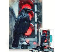 Urban Omen︰ El Cuervo en Rojo Rompecabezas para Adultos de 1000 Piezas Desarrollo de Habilidades Diversión Corte de Alta precisión Fácil de Aprender Disfrute Familiar (38x52cm)