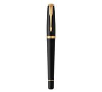 Parker Urban Pluma estilográfica | negro tenue de adorno dorado | plumín fino y recambio de tinta azul | en estuche de regalo