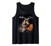Urban Raccoon Comer Pizza Noche Calle Comida Humor Camiseta sin Mangas