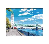 Urban Riverside Clock Tower - Alfombras para decoración de sala de estar, alfombras suaves y lavables para dormitorio, alfombra interior de 63 x 48 pulgadas para dormitorio y sala de estar
