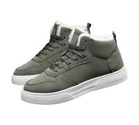 Urban Skater - Zapatillas deportivas térmicas con forro polar para hombre, con suela plana blanca para uso universitario, excursiones a caminar por la ciudad, Green, 40 2/3 EU