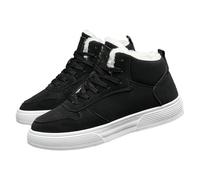Urban Skater - Zapatillas deportivas térmicas con forro polar para hombre, con suela plana blanca para uso universitario, excursiones a caminar por la ciudad, Black, 40 2/3 EU