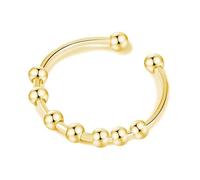 URBAN SPARKS Anillo Fidget de acero inoxidable para mujer, ajustable, anillo giratorio con perlas, anillo Anxiety anillo resistente al agua, anillo giratorio antiestrés, anillo minimalista para mujer