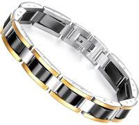 URBAN SPARKS Jewellery - Pulsera de acero inoxidable para hombre y mujer, diseño rectangular, color plateado y dorado