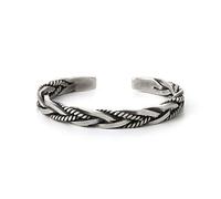 URBAN SPARKS Pulsera trenzada chapada en plata S925, brazalete unisex de plata tailandesa de estilo vintage, diseño de nicho original, joyería hecha a mano con extremos abiertos., 18 cm, Chapado en