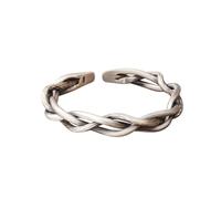URBAN SPARKS Pulsera trenzada chapada en plata S925, brazalete unisex de plata tailandesa de estilo vintage, diseño de nicho original, joyería hecha a mano con extremos abiertos., 18 cm, Chapado en