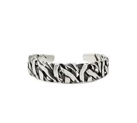 URBAN SPARKS Pulsera trenzada chapada en plata S925, brazalete unisex de plata tailandesa de estilo vintage, diseño de nicho original, joyería hecha a mano con extremos abiertos., 18 cm, Chapado en