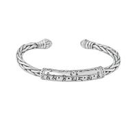 URBAN SPARKS Pulsera trenzada chapada en plata S925, brazalete unisex de plata tailandesa de estilo vintage, diseño de nicho original, joyería hecha a mano con extremos abiertos., 18 cm, Chapado en