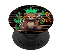 Urban Street Art - Oso de Peluche, diseño de Graffiti, Ojos en X PopSockets PopGrip Adhesivo
