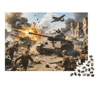 Urban Tank Battle Jigsaw Puzzles 1000 Piezas Reciclado Material WW2 Adult Jigsaws Desarrollo de la Boy & Girl‘s Inteligencia Parent Child Juego Actividad 38x26cm/1000pcs