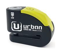URBAN UR10 Candado Moto Sin/Con Alarma Hi-Tech 120dB+Warning+LED, Máxima Seguridad Homologado SRA Doble Cierre 10mm, Sensibilidad A+, Acero Carbono, Antirrobo Moto Pinza Cepo Disco Freno