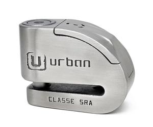 URBAN UR14S Candado Moto Homologado | Antirrobo Disco sin/con Alarma Hi-Tech Más Eficaz, 120dB, LED, Warning Inteligente, Sensibilidad Cepo Moto Pinza Freno, Doble Cierre 14mm, Acero Inoxidable