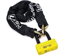 URBAN UR74150 Cadena Candado Antirrobo Pesado ø13mm + Mini U, Alta Seguridad Homologada SRA, 150cm Completamente Testada +Visible, Antirobo Multifunción para Disco Freno, Anclaje, Motocicleta, Parking