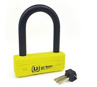 URBAN UR85120Y Candado Moto U Alta Seguridad Homologado SRA, Horquilla ø18 Acero Endurecido Doble Bloqueo Antirayones, Llamativa Carcasa, U lock Antirrobo 85x120mm para Motocicleta, Scooter Patinete